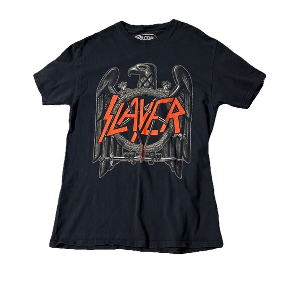 Global 2021 SLAYER Heavy Metal Black Red Graphic Print T-Shirt Men's Size M - Picture 1 of 4